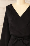 Bergame Black Knitted Wrap Dress | La petite garçonne front