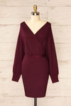 Bergame Burgundy Knitted Wrap Dress | La petite garçonne front view