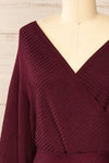 Bergame Burgundy Knitted Wrap Dress | La petite garçonne front