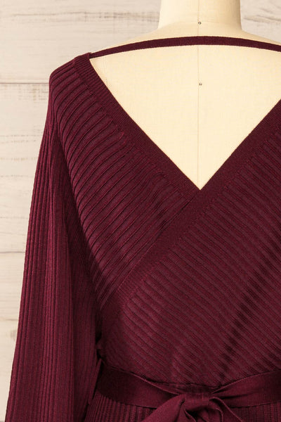 Bergame Burgundy Knitted Wrap Dress | La petite garçonne back