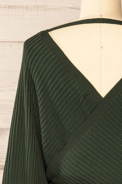 Bergame Green Knitted Wrap Dress | La petite garçonne back view