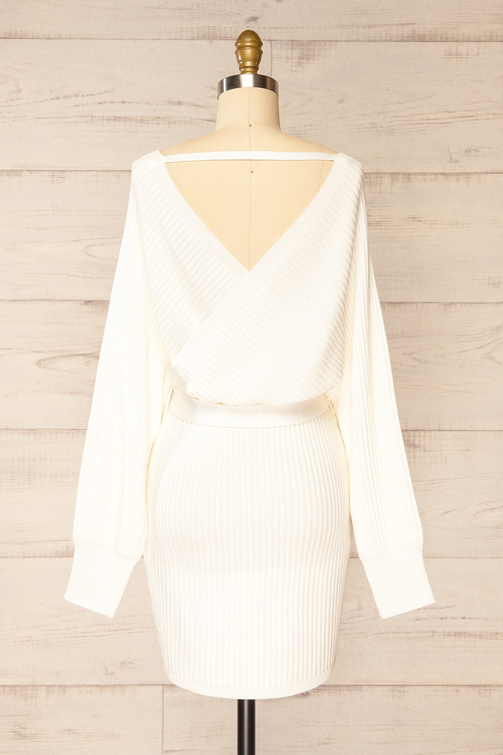 Bergame Ivory Knitted Wrap Dress | La petite garçonne back view