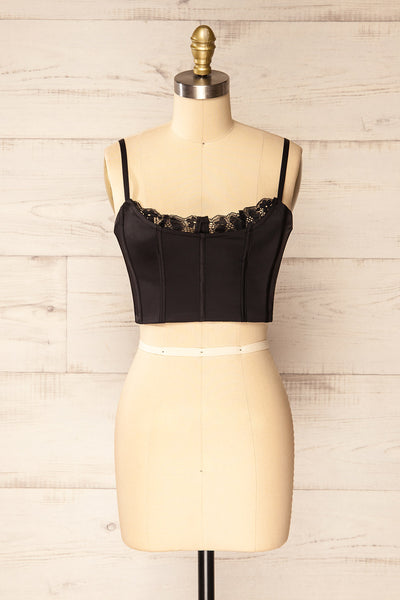 Solid Color Square Neck Corset Cropped Tank Top - Black – Luxedress