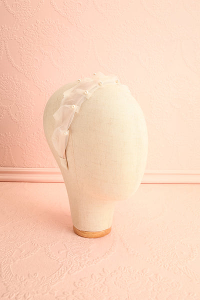 Bessy Ivory Headband w/ Tulle & Pearls | Boutique 1861