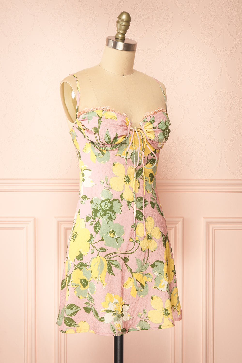 Bestie Short Pink Floral Dress | Boutique 1861 side view