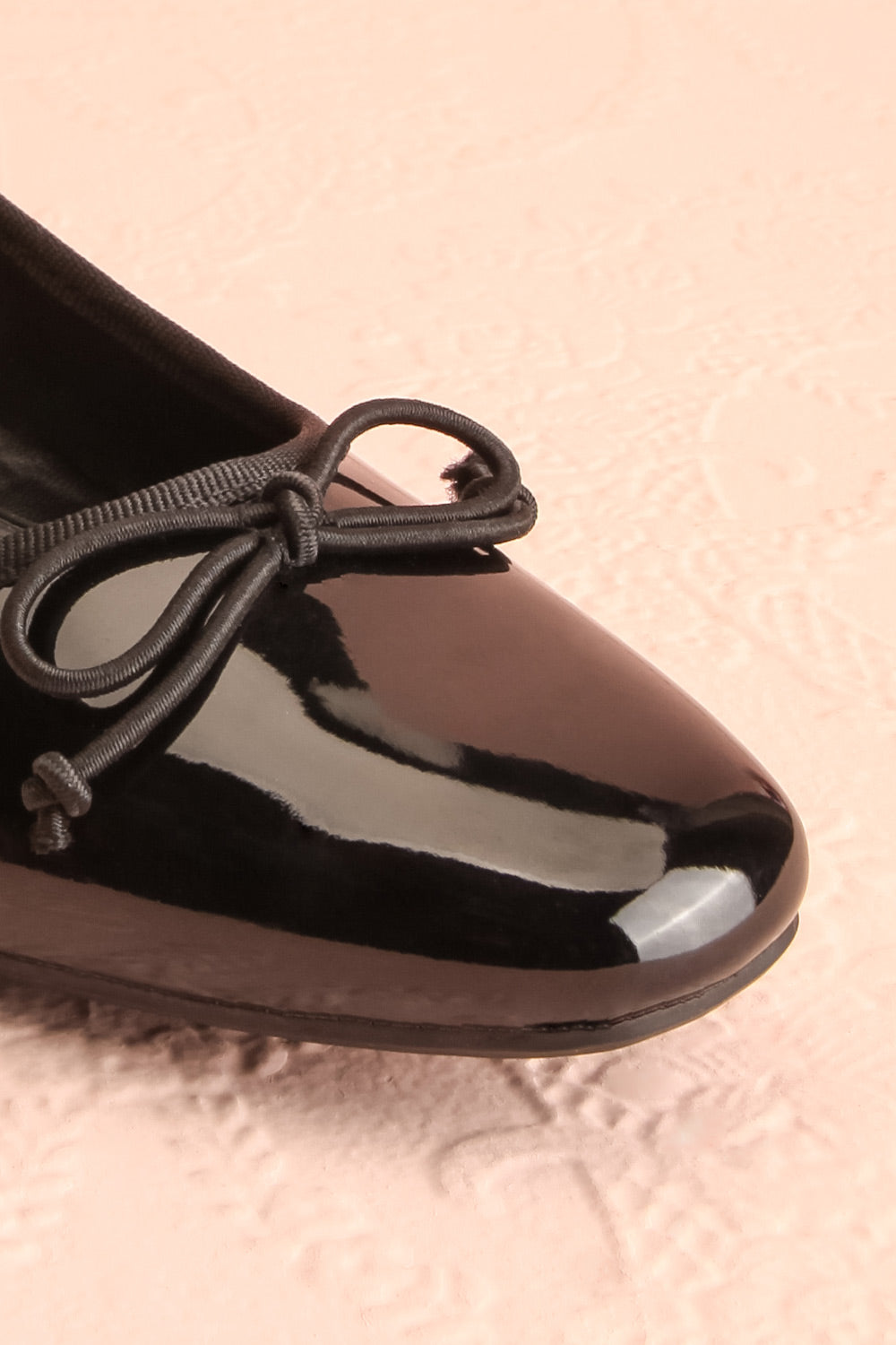 Beverlie Black Heeled Ballerina Shoes w/ Bow | Boutique 1861 front close-up