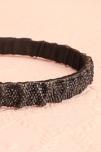Beverly Black Crystal Headband | Boutique 1861 flat close-up