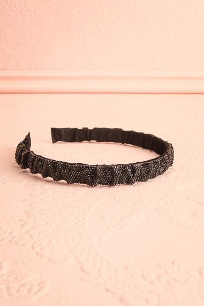 Beverly Black Crystal Headband | Boutique 1861 flat view