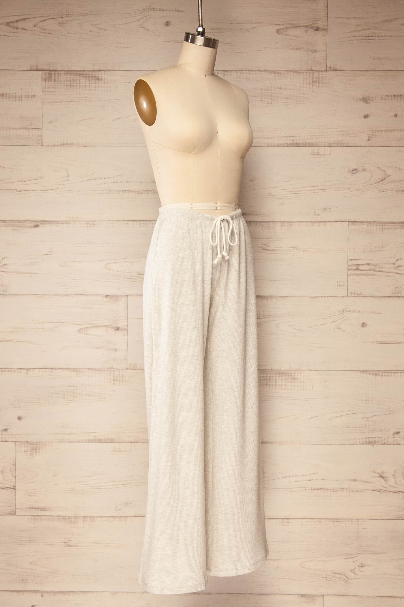 Bhandara Grey Thermal Wide Leg Pants | La petite garçonne side