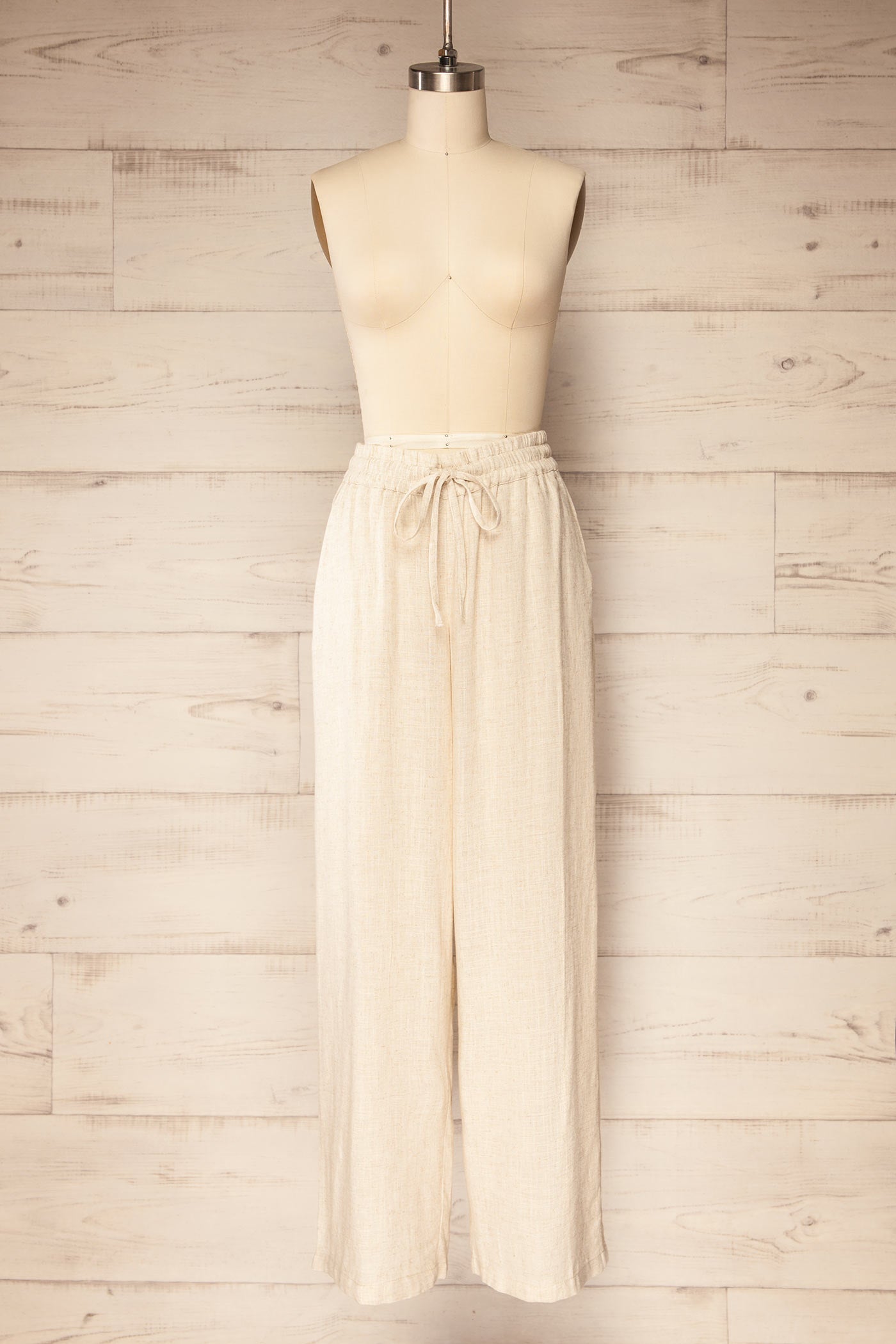 Bharhut Wide Leg Beige Pants with Pockets | La petite garçonne front