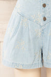 Biarritz Blue Denim Shorts w/ Floral Embroidery | La petite garçonne  bottom