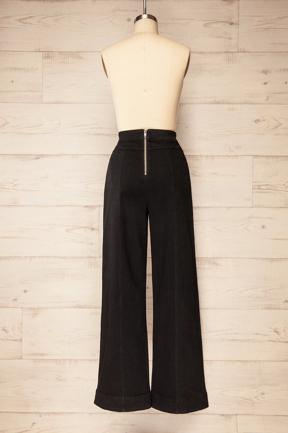 Biddeford High-Waisted Black Denim Pants | La petite garçonne back view