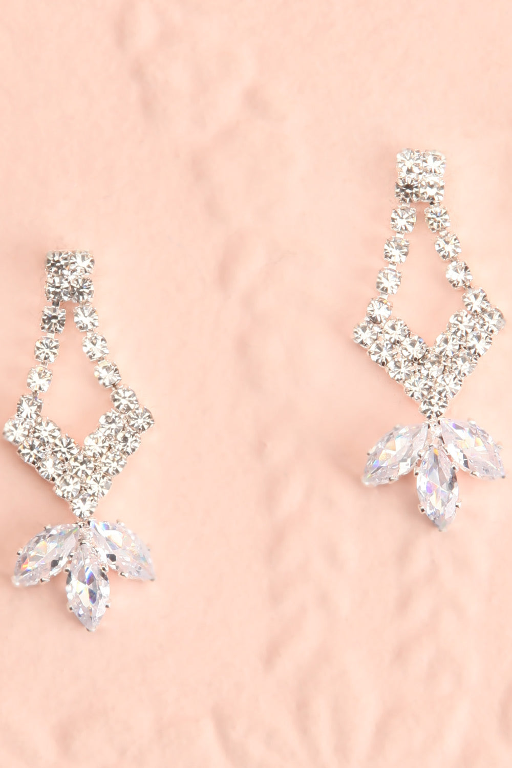 Bidule Silver Crystal Earrings & Necklace Set | Boudoir 1861 flat close-up