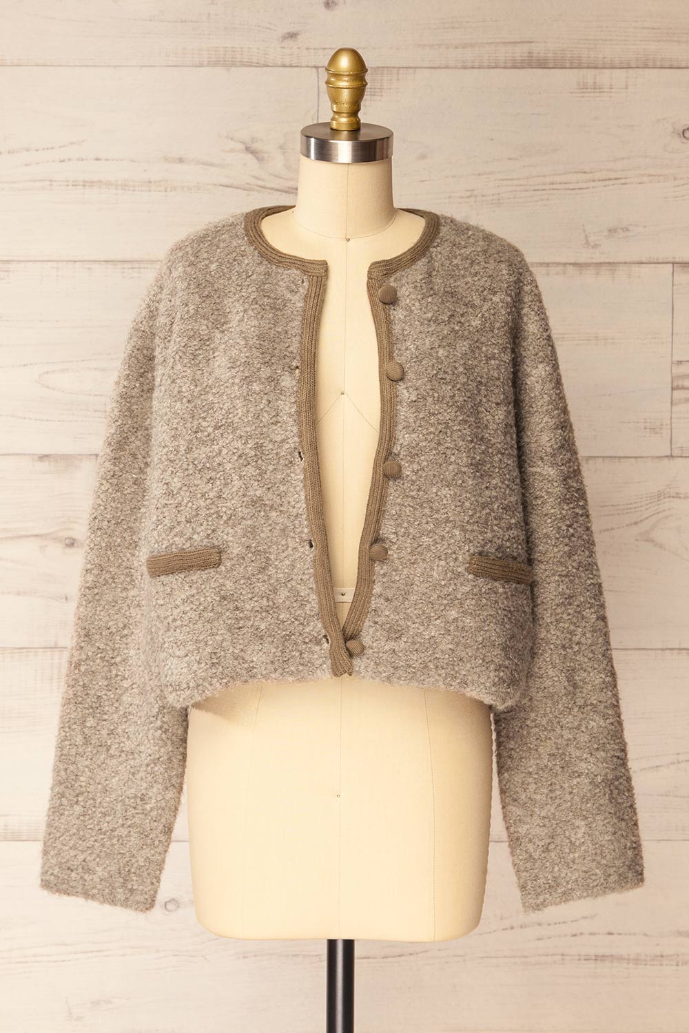 Bikaner Short Fuzzy Brown Cardigan | La petite garçonne open