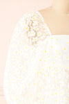 Bina White Babydoll Dress w/ Daisies | Boutique 1861 side close-up