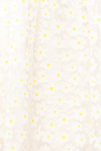 Bina White Babydoll Dress w/ Daisies | Boutique 1861 fabric