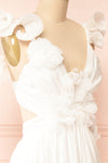 Binette Long White Dress w/ 3D Flowers | Boutique 1861 side