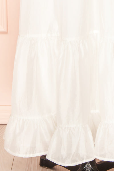 Binette Long White Dress w/ 3D Flowers | Boutique 1861 bottom
