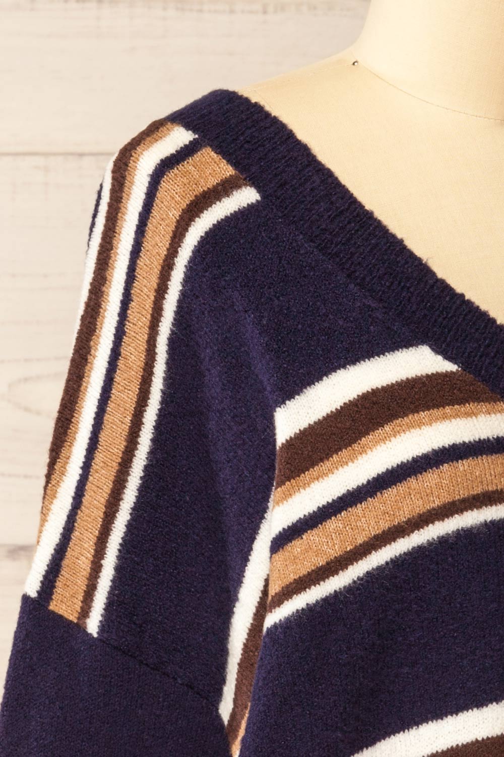 Birethanti Striped and V-Neck Sweater | La petite garçonne side