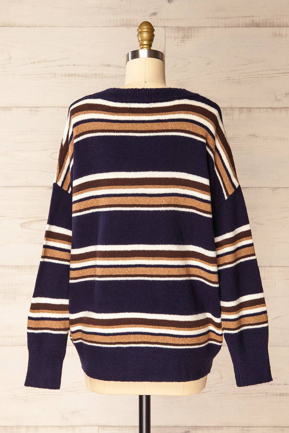 Birethanti Striped and V-Neck Sweater | La petite garçonne back view