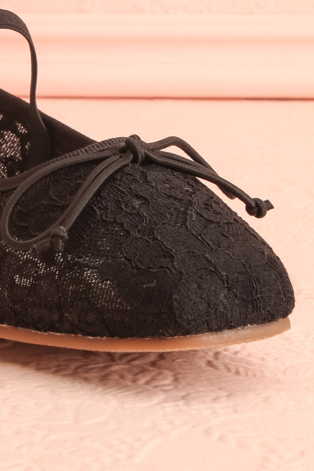 Bisbee Black Lace Ballet Flats | Boutique 1861 front close-up