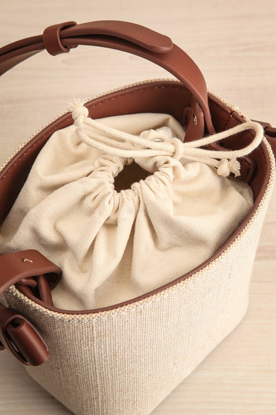 Biscotte Bucket Bag w/ Top Handle & Removable Strap insid eview