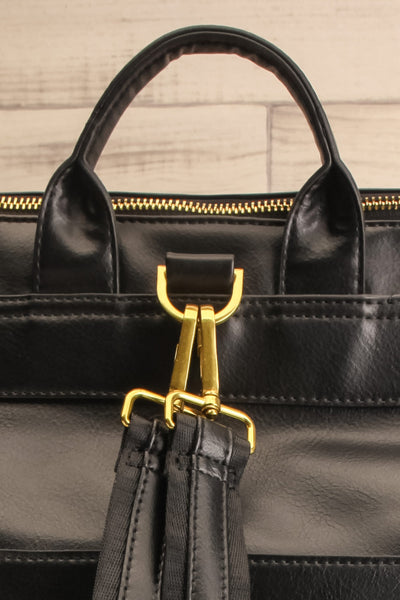 Blossum Black Recycled Vegan Leather Backpack | La petite garçonne back close-up