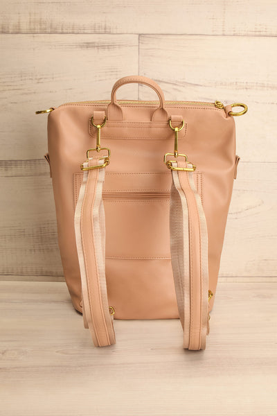Blossum Beige Recycled Vegan Leather Backpack | La petite garçonne back view