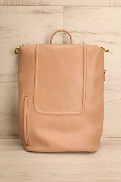 Blossum Beige Recycled Vegan Leather Backpack | La petite garçonne front view