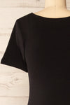 Bogota Black Short Sleeve Midi Dress | La petite garçonne back close-up