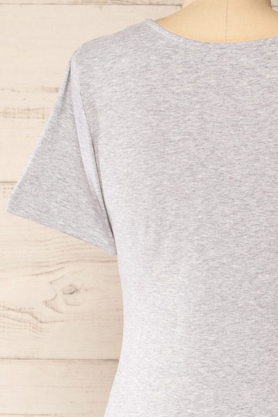 Bogota Grey Short Sleeve Midi Dress | La petite garçonne back close-up