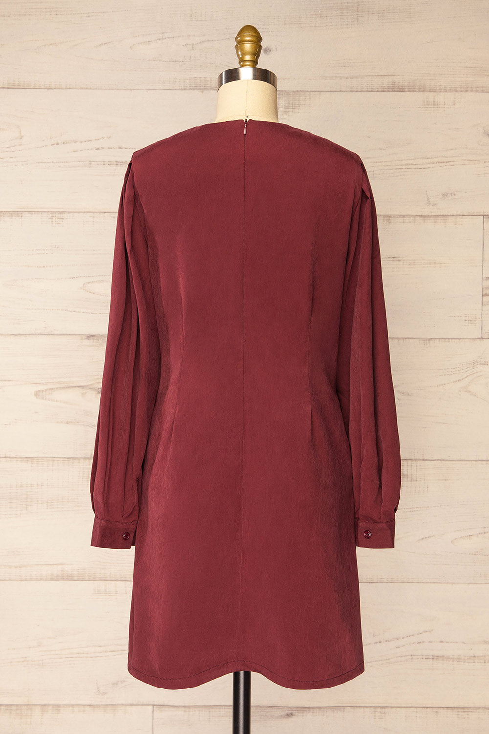 Bohrin Burgundy Long-Sleeved Short Dress | La petite garçonne  back view