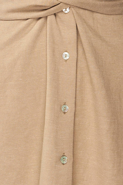 Boisfranc Pleated Bust Short Beige Shirt Dress | La petite garçonne fabric