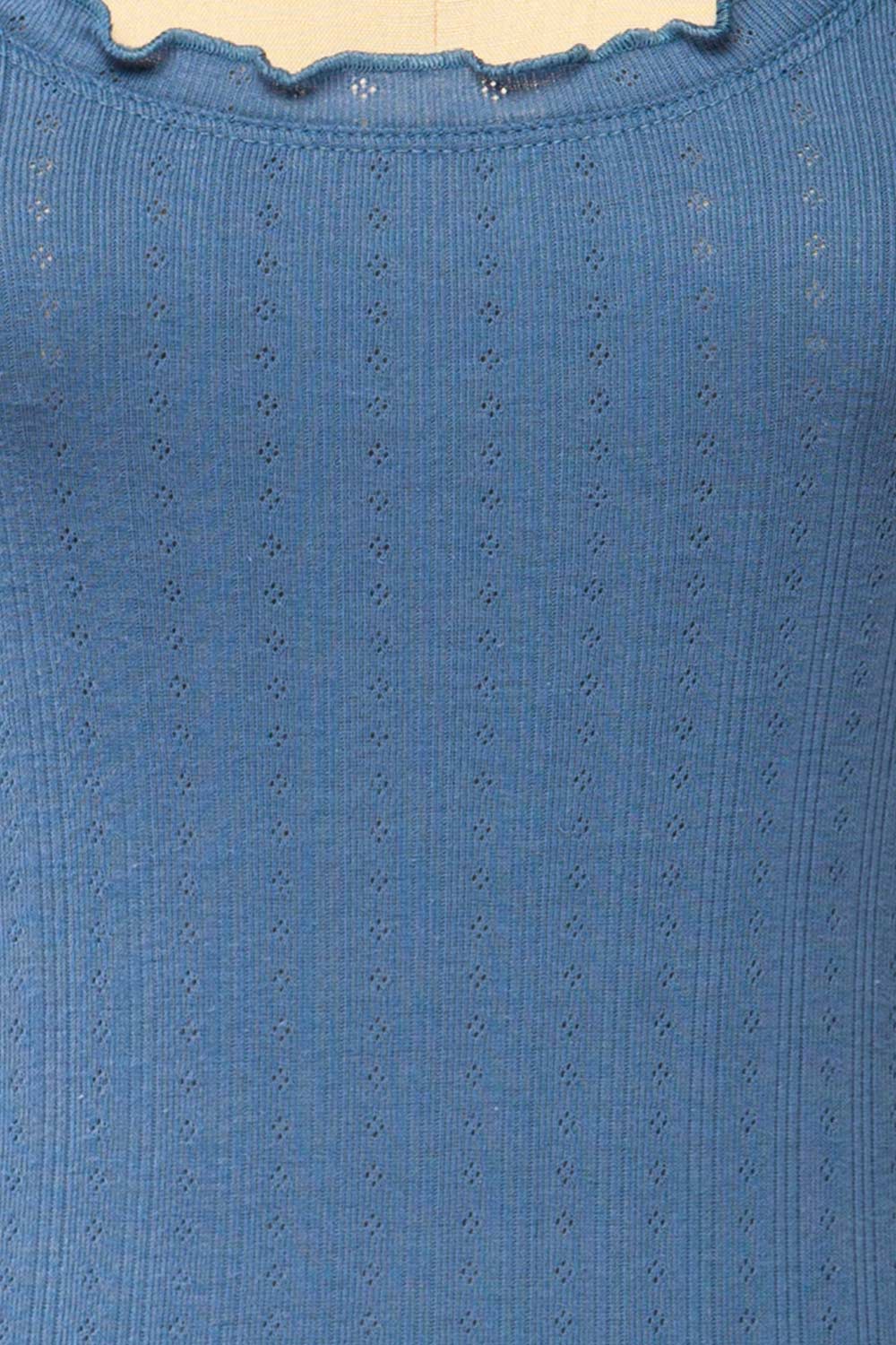 Boke Blue Openwork Knit Tank Top | La petite garçonne fabric 