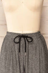 Bologne Black High-Waisted Straight Leg Chevron Pants | La petite garçonne front close-up