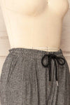 Bologne Black High-Waisted Straight Leg Chevron Pants | La petite garçonne side close-up