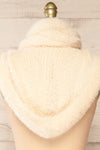 Bombay Soft Knit Ivory Hooded Scarf | La petite garçonne back close-up