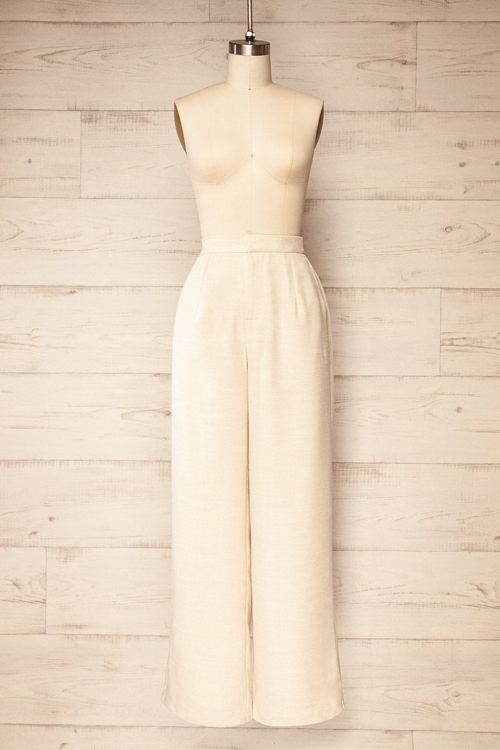 Borden Beige Wide Leg Pants | La petite garçonne front view