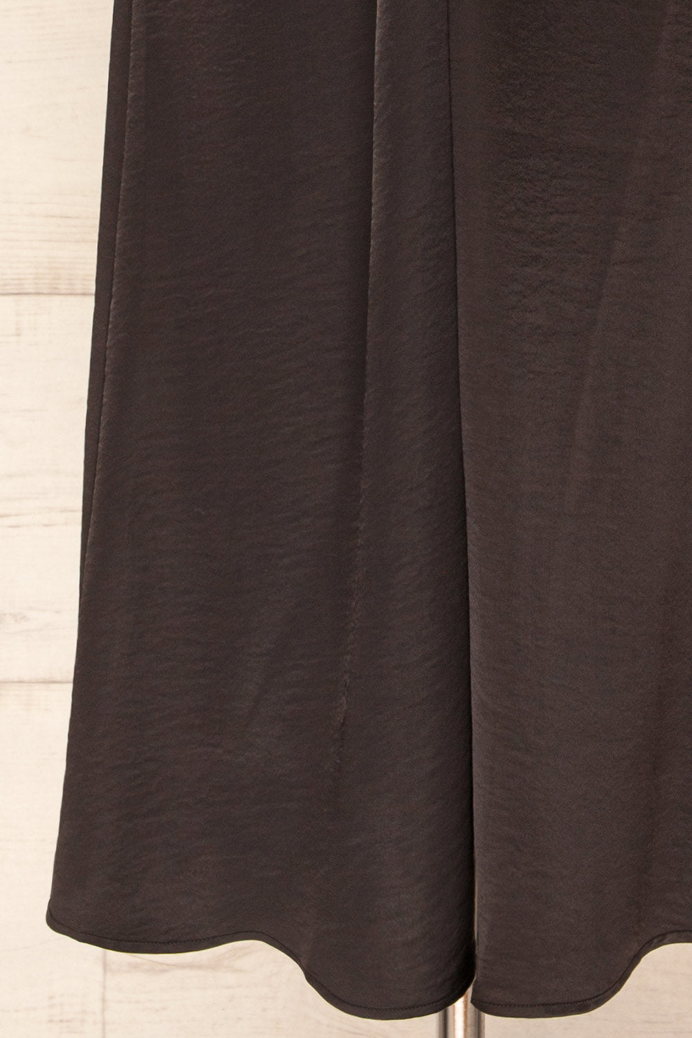 Bossie Black Long Satin Dress w/ Knot Effect | Boutique 1861 bottom