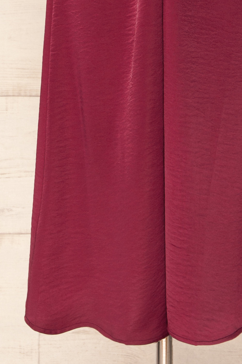 Bossie Burgundy Long Satin Dress w/ Knot Effect | Boutique 1861 bottom