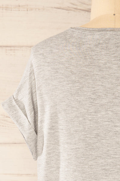 Bossugan Grey Round Neck T-Shirt | La petite garçonne back close-up