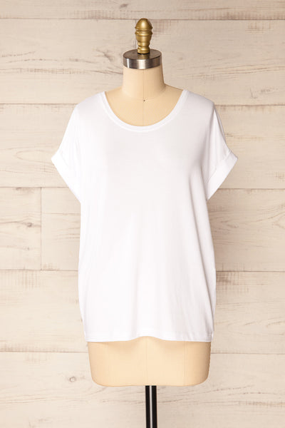 Bossugan White Round Neck T-Shirt | La petite garçonne front view