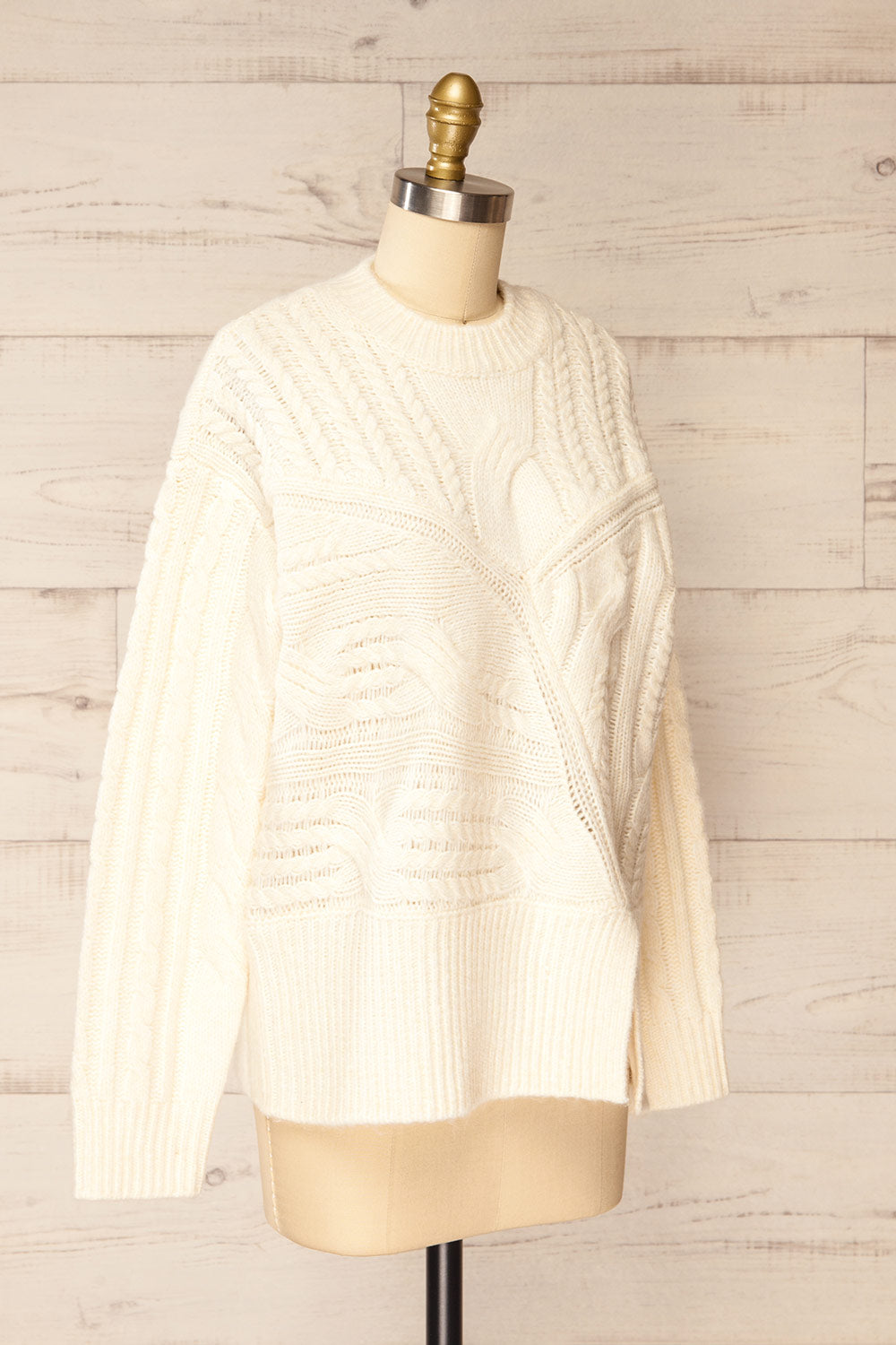 Boston Ivory Cable Knit Sweater | La petite garçonne side view