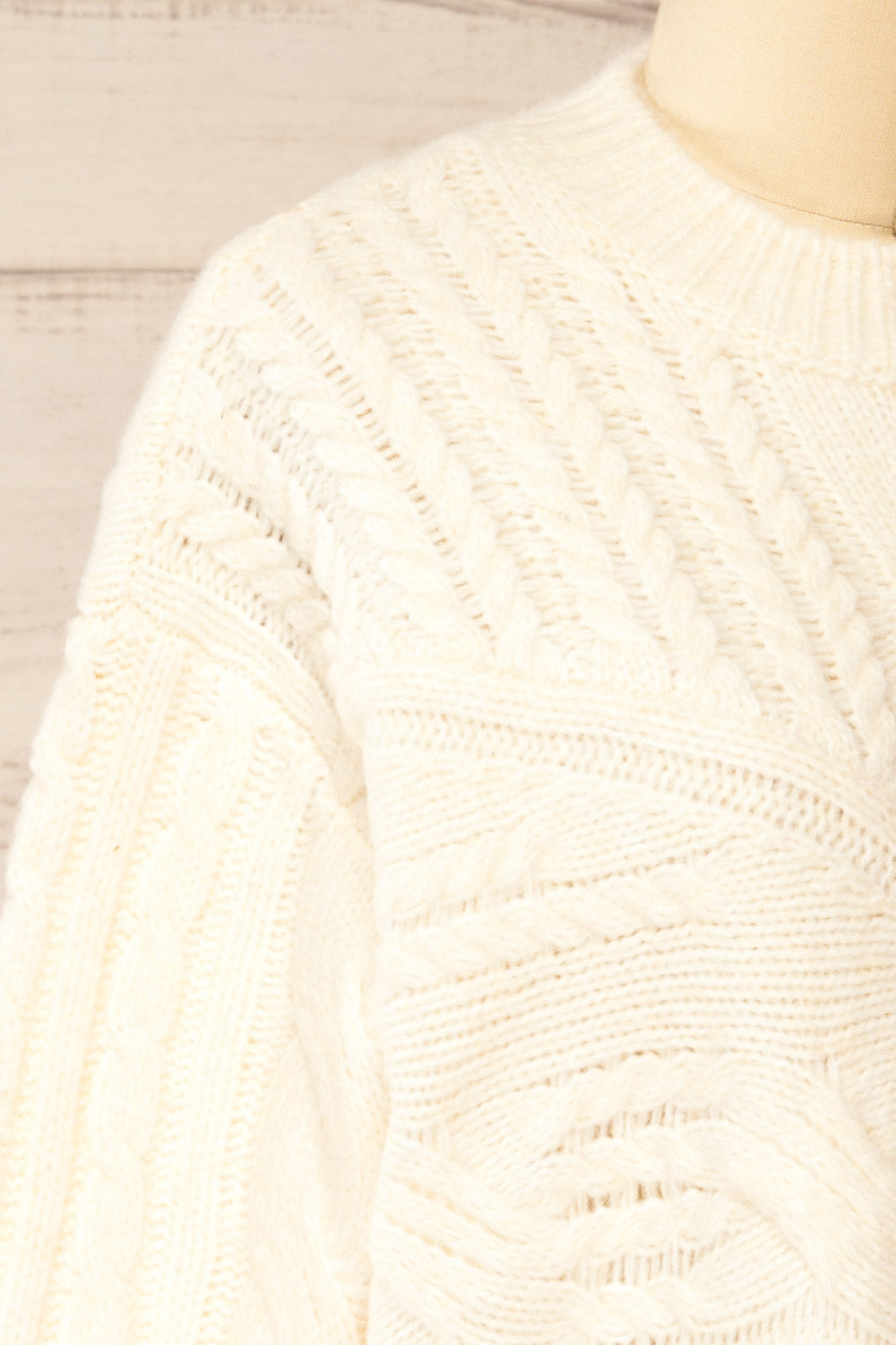 Boston Ivory Cable Knit Sweater | La petite garçonne side