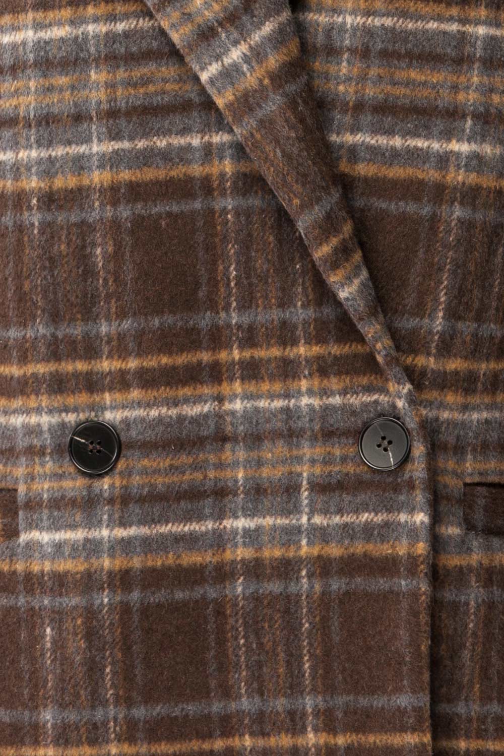 Bowen Brown Plaid Fuzzy Blazer Jacket | La petite garçonne fabric 