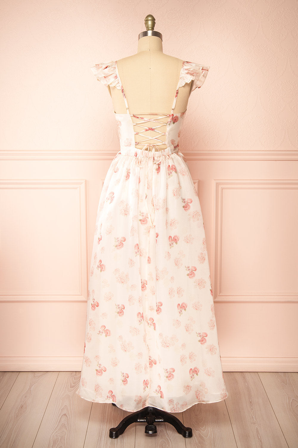 Braelyn Maxi Pink Floral Dress | Boutique 1861 back view