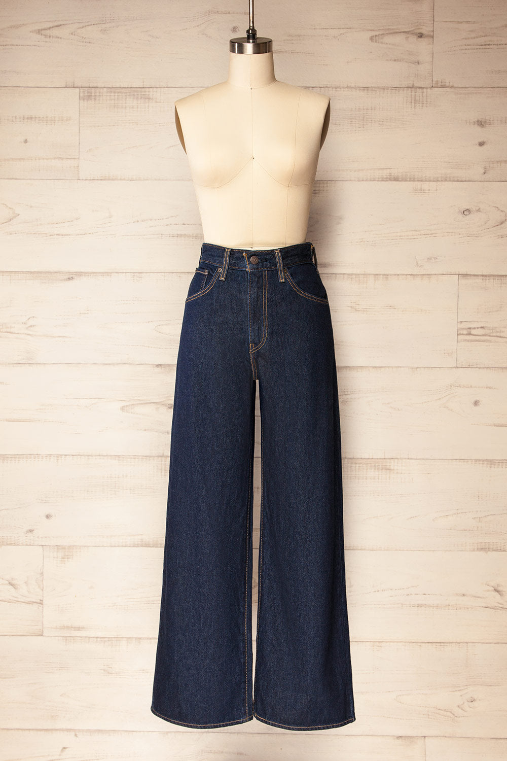 Braga Dark Wash High-Waisted Baggy Jeans | La petite garçonne front view