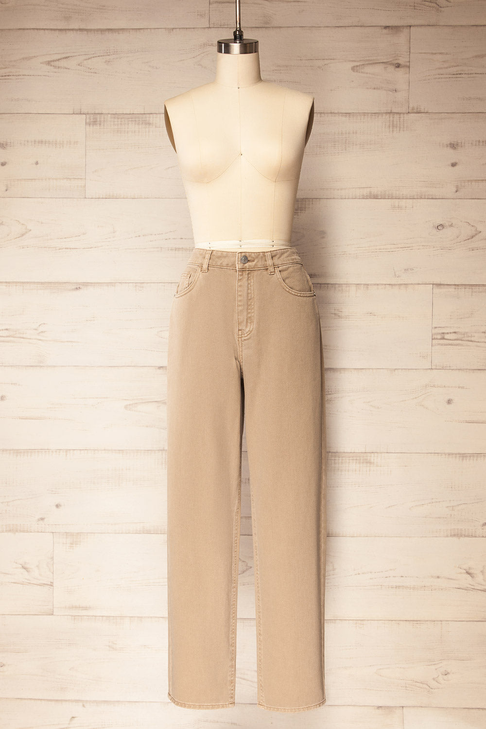 Brakpan Beige Denim Baggy Pants | La petite garçonne front view