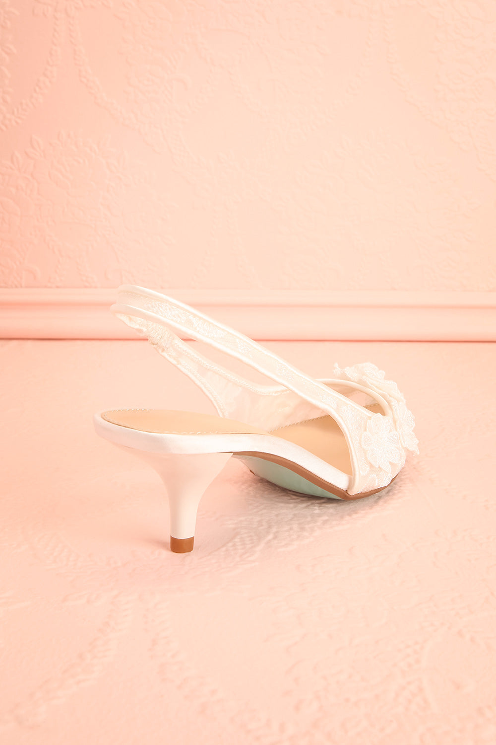 Brandy White Bridal Slingback Kitten Heels | Boudoir 1861  back 