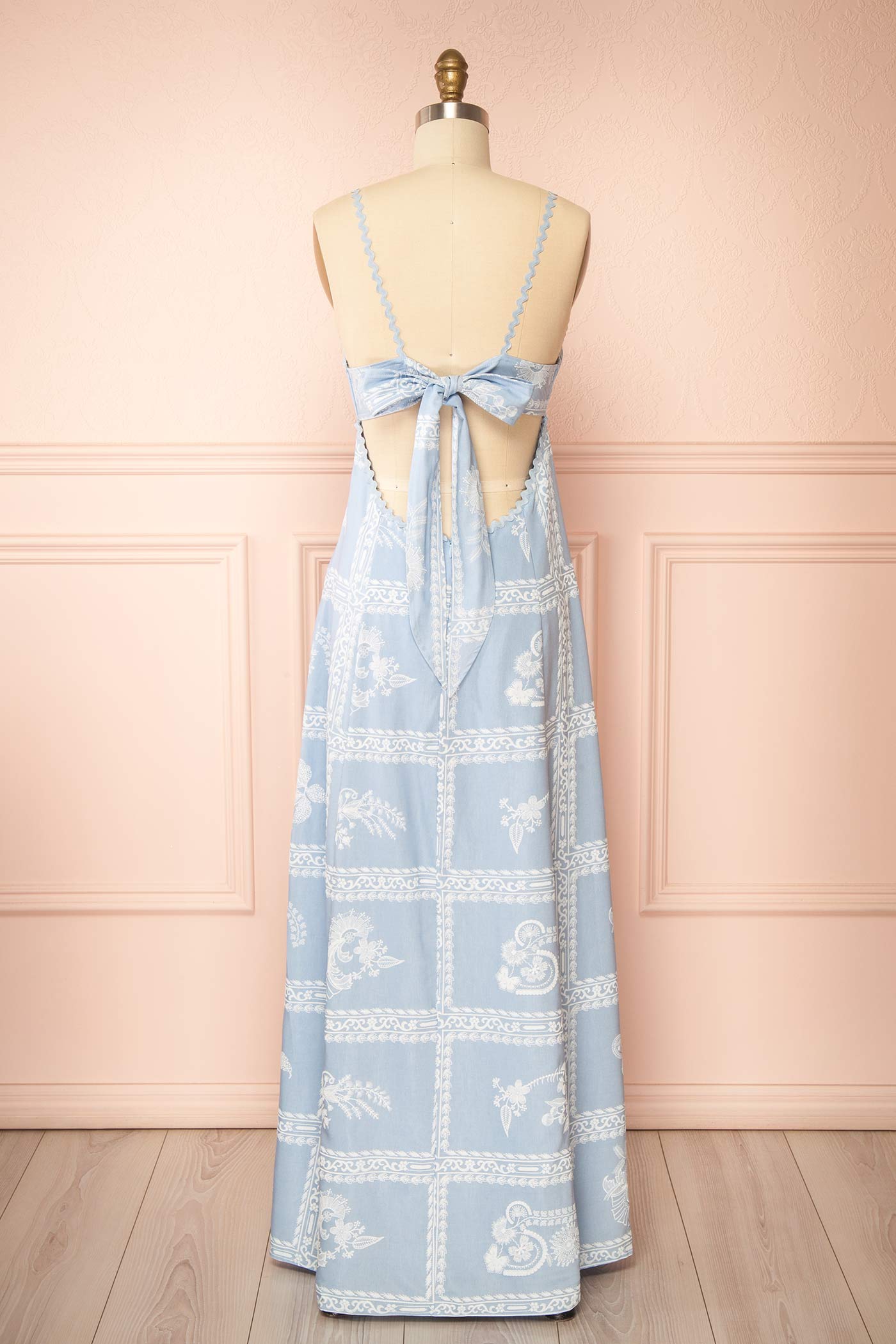 Backview Branwyn Light Blue Maxi Dress with Open Back at la boutique 1861